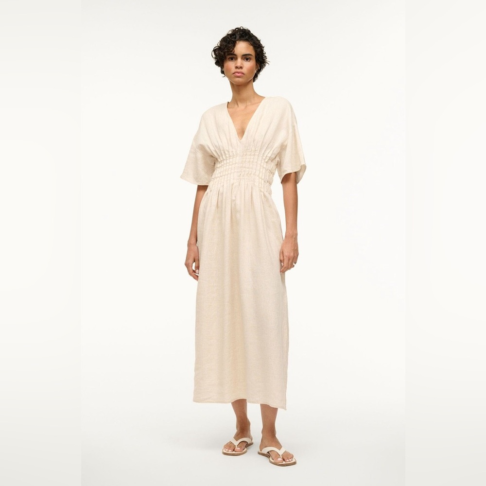 STAUD Natural Lauretta Midi Dress